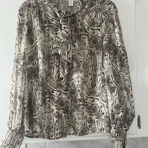 Joie Black and Cream Patterned Blouse